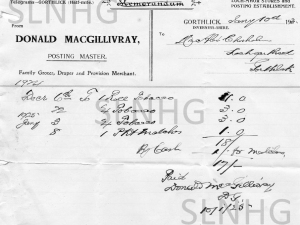Receipt from Donald Macgillivray Loch Mhor Stores .