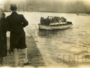 Ferry boat between Kyleackin and Kyle of Lochalsh approaching Kyle pier August 1932.